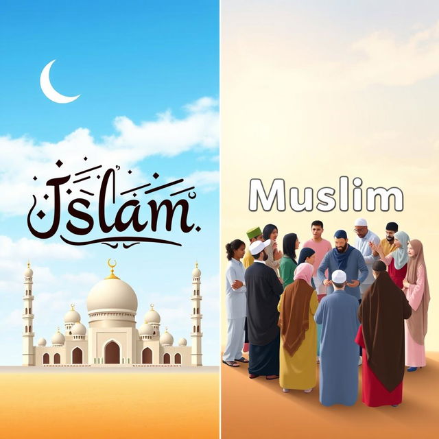 An educational image illustrating the distinction between 'Islam' and 'Muslim'