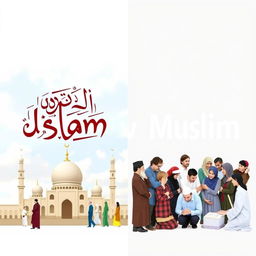 An educational image illustrating the distinction between 'Islam' and 'Muslim'