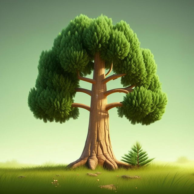 Generate a cartoon version of a pine tree.