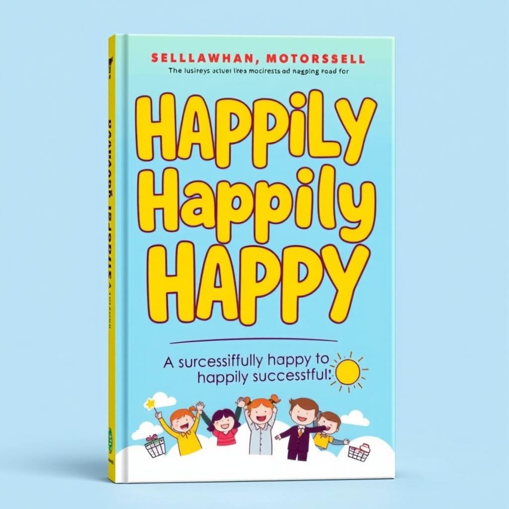 A vibrant and uplifting book cover design for the title "Happily Happy"