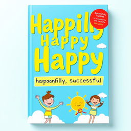 A vibrant and uplifting book cover design for the title "Happily Happy"