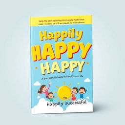 A vibrant and uplifting book cover design for the title "Happily Happy"