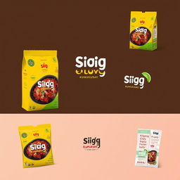 Creative packaging design concepts for Sisig Kumukusay, focusing on a modern and vibrant aesthetic