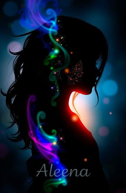 A creative and artistic silhouette of a girl named Aleena, showcasing a vibrant and colorful design