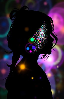 A creative and artistic silhouette of a girl named Aleena, showcasing a vibrant and colorful design