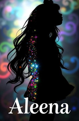 A creative and artistic silhouette of a girl named Aleena, showcasing a vibrant and colorful design