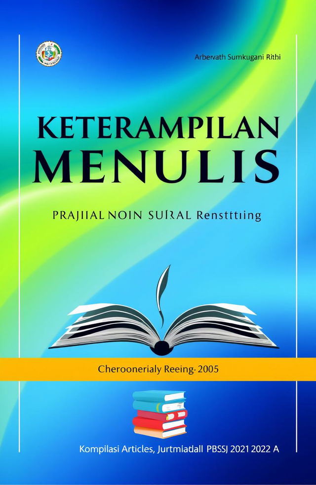 A book cover design for "Keterampilan Menulis Ilmiah: Kompilasi Artikel Jurnal PBSI 2022 A"