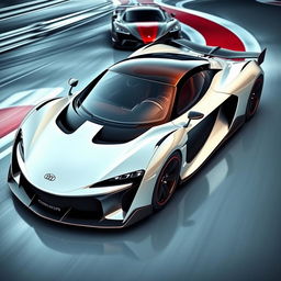 A stunning supercar design that combines elements from the 2016 Audi R8, GMA T50, and Pagani Huayra, showcasing a sleek and aerodynamic body