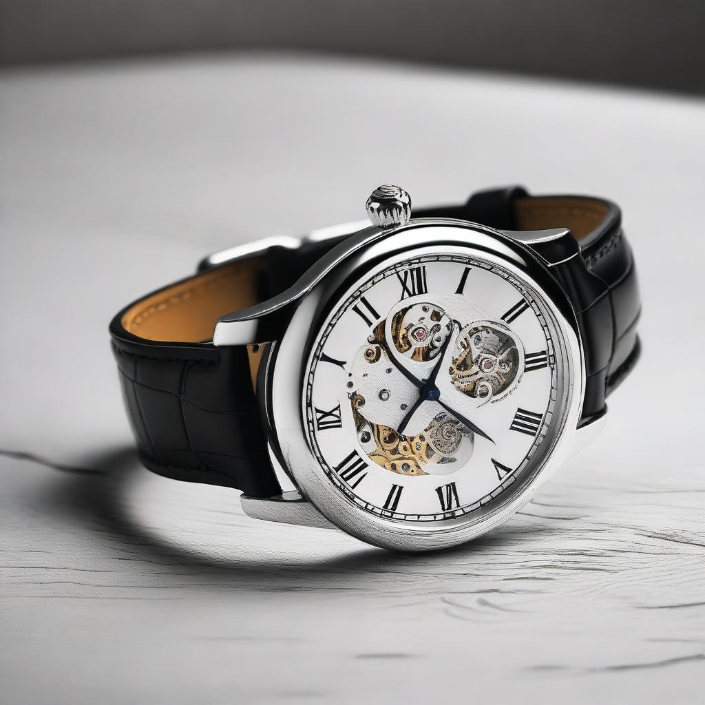 A high-resolution image of a classic men's mechanical wristwatch