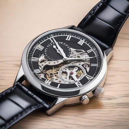 A high-resolution image of a classic men's mechanical wristwatch