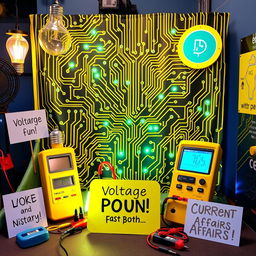 A vibrant and engaging photo booth setup inspired by electrical engineering