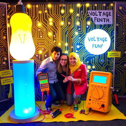 A vibrant and engaging photo booth setup inspired by electrical engineering