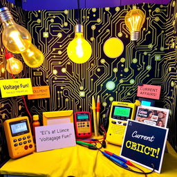 A vibrant and engaging photo booth setup inspired by electrical engineering