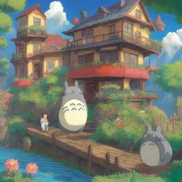 A beautifully detailed digital art image, capturing the whimsical and enchanting style of Studio Ghibli