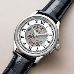 This is a high-resolution image of a classic European-style men's mechanical wristwatch, featuring Arabic numerals