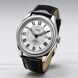 This is a high-resolution image of a classic European-style men's mechanical wristwatch, featuring Arabic numerals