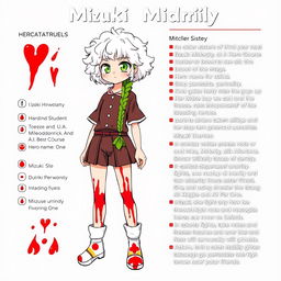 Character sheet for Mizuki Midoriya, the older sister of Izuku Midoriya