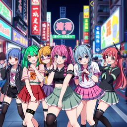 A group of attractive anime girls showcasing their unique styles and vibrant personalities