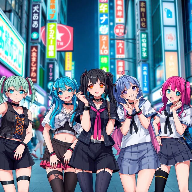 A group of attractive anime girls showcasing their unique styles and vibrant personalities