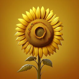 Generate a cartoon version of a sunflower.