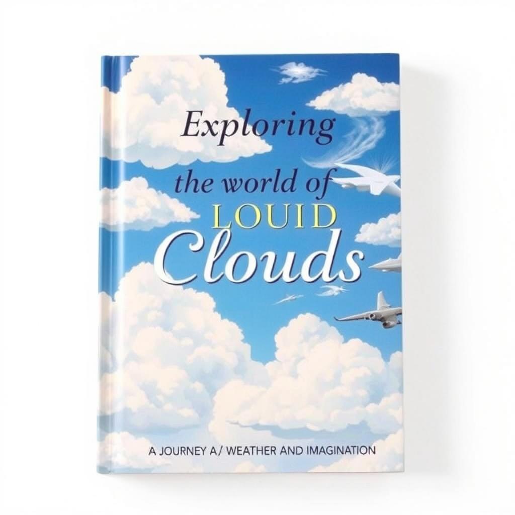 A captivating book cover design featuring various types of clouds in a stunning blue sky