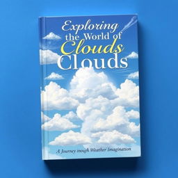 A captivating book cover design featuring various types of clouds in a stunning blue sky