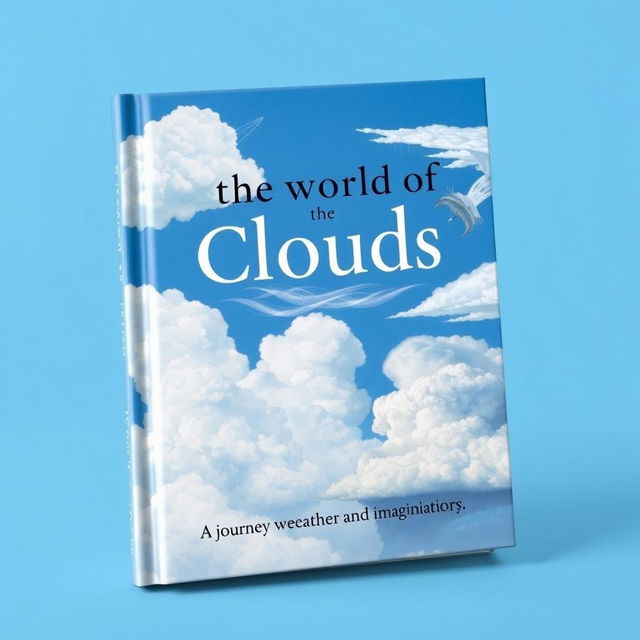 A captivating book cover design featuring various types of clouds in a stunning blue sky