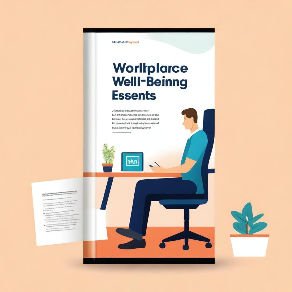 A professionally designed digital art image of a book cover titled 'Workplace Well-being: Mastering Office Health Essentials'