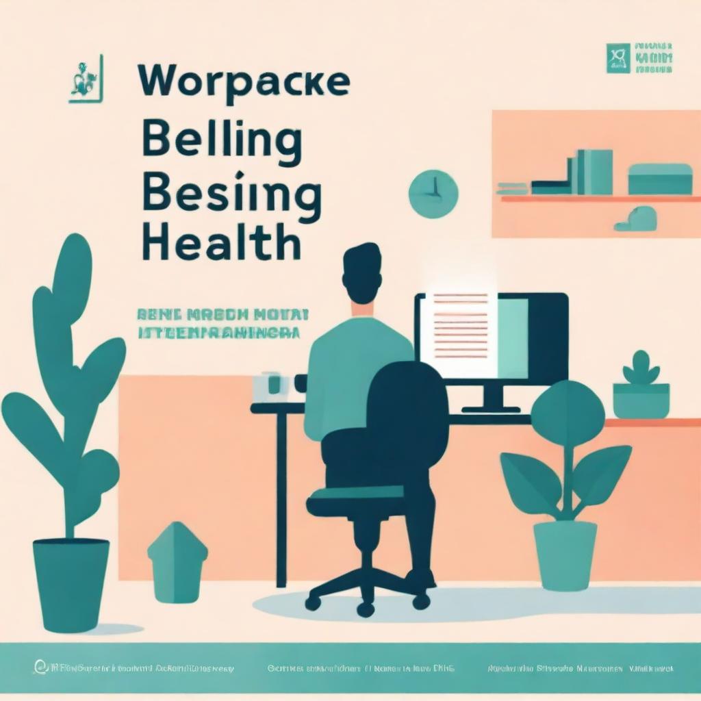 A captivating digital art image of a book cover titled 'Workplace Well-being: Mastering Office Health Essentials'