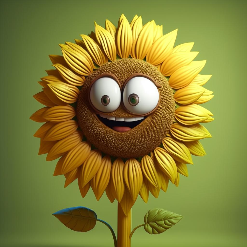 Generate a cartoon version of a sunflower.