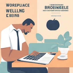 A captivating digital art image of a book cover titled 'Workplace Well-being: Mastering Office Health Essentials'