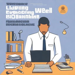 A captivating digital art image of a book cover titled 'Workplace Well-being: Mastering Office Health Essentials'