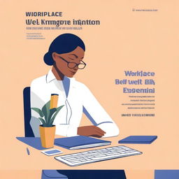 A captivating digital art image of a book cover titled 'Workplace Well-being: Mastering Office Health Essentials'