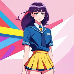 A digital art piece that features a high school girl in uniform