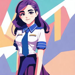 A digital art piece that features a high school girl in uniform