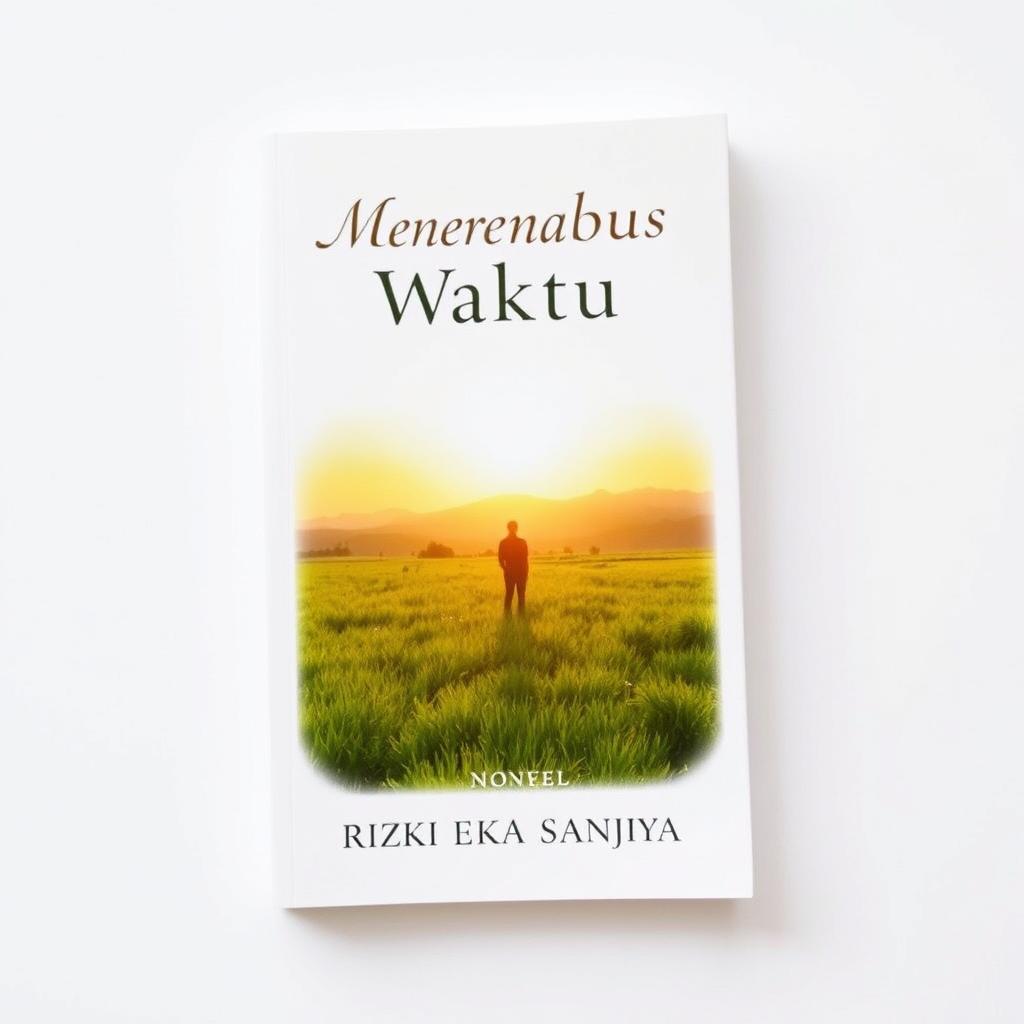 A beautiful book cover for a novel titled 'Menembus Waktu' by Rizki Eka Sanjaya