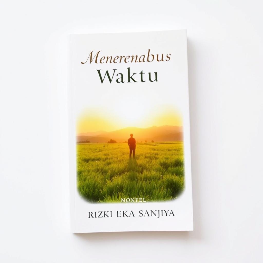 A beautiful book cover for a novel titled 'Menembus Waktu' by Rizki Eka Sanjaya