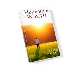 A beautiful book cover for a novel titled 'Menembus Waktu' by Rizki Eka Sanjaya