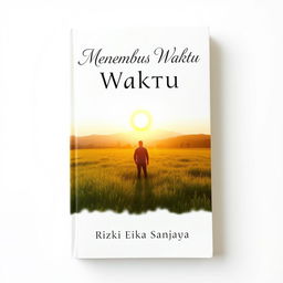 A beautiful book cover for a novel titled 'Menembus Waktu' by Rizki Eka Sanjaya
