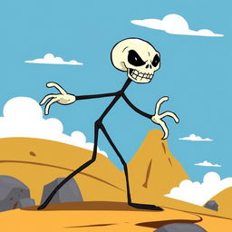 A stylized version of the character Puro Hueso from the series 'Billy and Mandy', depicted in the graphic style of 'Samurai Jack'