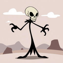 A stylized version of the character Puro Hueso from the series 'Billy and Mandy', depicted in the graphic style of 'Samurai Jack'