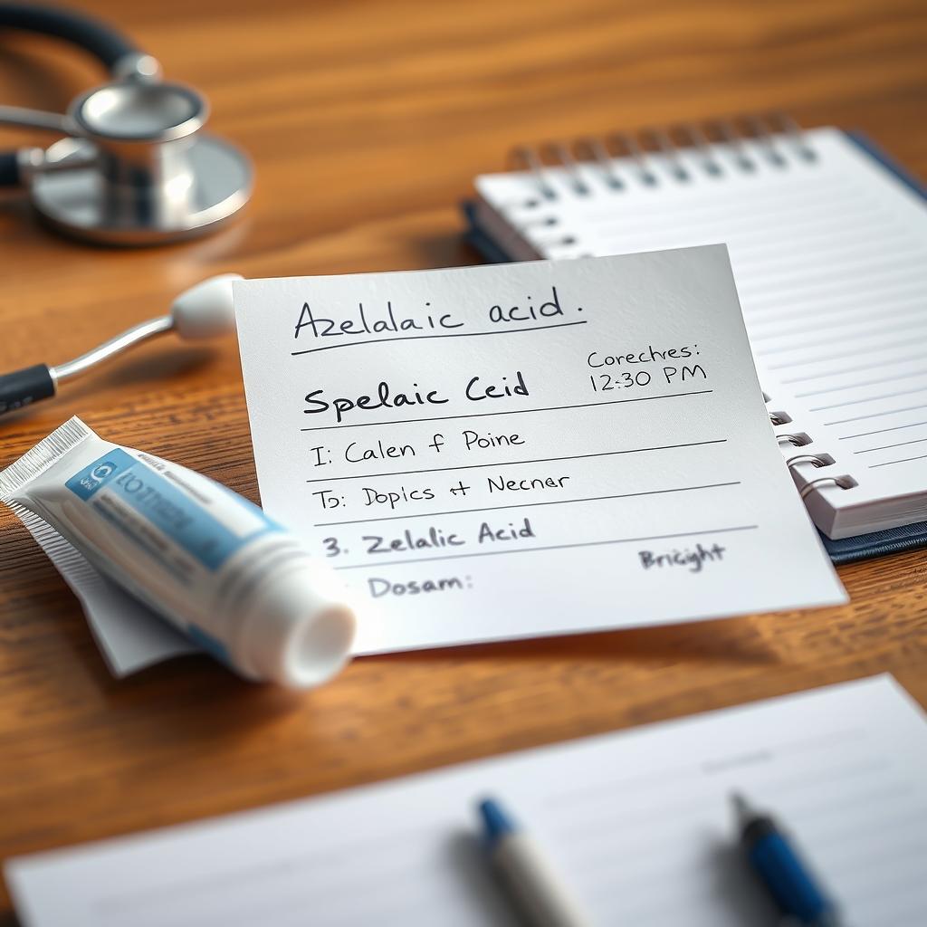 A detailed prescription pad featuring azelaic acid cream