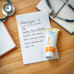 A detailed prescription pad featuring azelaic acid cream