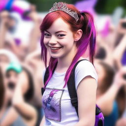 A high-quality, realistic photograph of a 14-year-old girl who resembles Emma Stone