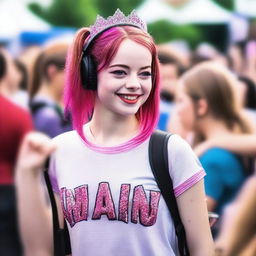 A high-quality, realistic photograph of a 14-year-old girl who resembles Emma Stone