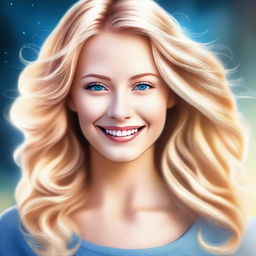 A high-quality digital art piece showcasing an attractive blonde woman