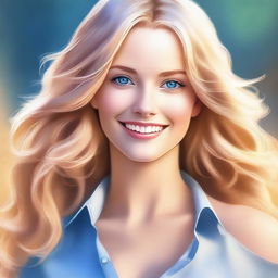 A high-quality digital art piece showcasing an attractive blonde woman