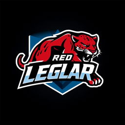 A dynamic and bold football logo design featuring a fierce leopard, incorporating elements of black, red, and blue colors