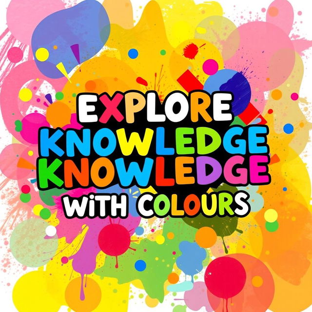 An artistic representation of the phrase 'EXPLORE KNOWLEDGE WITH COLOURS' surrounded by a vibrant rainbow spectrum