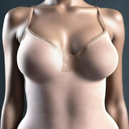 This is a tasteful, high-quality digital art image that features a close-up of a woman's chest area